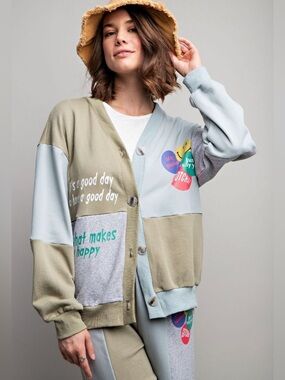 Easel Positivity Cardigan Size Large